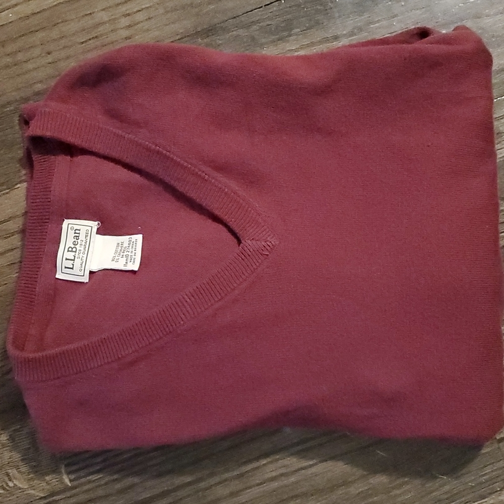 LL Bean Mens Cotton/Cashmere Sweater, V-Neck Medium Reg